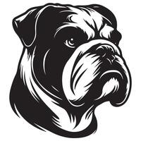 ein Stern Englisch Bulldogge Gesicht Illustration im schwarz und Weiß vektor