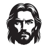 Jesus Entschlossenheit aussehen Gesicht Illustration im schwarz und Weiß vektor