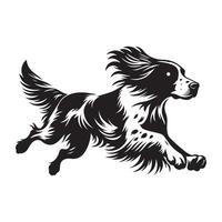 Bretagne Spaniel dynamisch Strich Illustration im schwarz und Weiß vektor