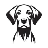 en nyfiken vizsla hund ansikte illustration i svart och vit vektor