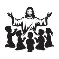 Jesus Segen das Kinder Illustration im schwarz und Weiß vektor