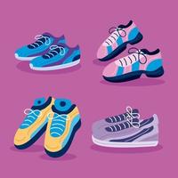 fyra sneakers skor vektor