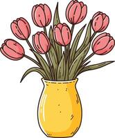 tulpaner blomma i vas illustrationer vektor