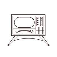 retro TV ikon i linje konst stil. årgång elektronisk enhet. illustration isolerat på en vit bakgrund. vektor
