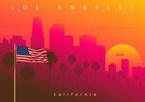 Los Angeles Abend Skyline, Kalifornien, USA. malerischer Sonnenuntergang in der Stadt der Engel, originales, nicht abgeleitetes Bild vektor