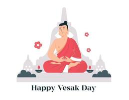 Kultur-Vesak-Tag mit menschlicher Religion und Tempelhintergrund vektor
