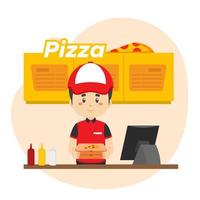 Vektorgrafik Pizza zum Mitnehmen Konzept Illustration vektor