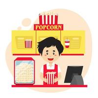 Vektorgrafik Popcorn zum Mitnehmen Konzept Illustration vektor