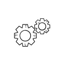 handritad doodle kugghjul ikon med doodle ritstil vektor