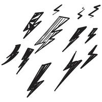 handritad doodle thunder bolt illustration vektor isolerade bakgrund