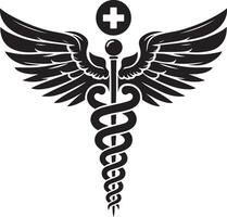 Caduceus schwarz medizinisch Symbol Silhouette schwarz Farbe Silhouette vektor