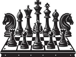 schack styrelse bitar svart Färg silhuett vektor