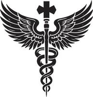 Caduceus schwarz medizinisch Symbol Silhouette schwarz Farbe Silhouette vektor