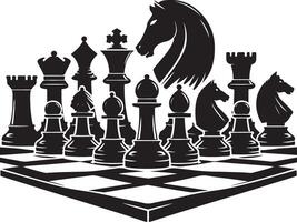 Schach Tafel Stücke schwarz Farbe Silhouette vektor