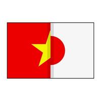 Hälfte Vietnam Flagge und Hälfte Japan Flagge Symbol. vektor