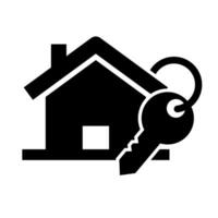 Haus und Haus Schlüssel Silhouette Symbol. vektor