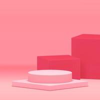 rosa 3d podium piedestal elegant geometrisk visa för produkt visa realistisk illustration vektor