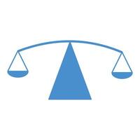 skalor av rättvisa ikon blå enkel, isolerat, illustration av en blåfärgad skala, en symbol av balans. design element av skalor för olika syften vektor