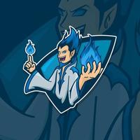 blaues Feuer E-Sport-Logo-Vektor-Handy-Gaming-Team vektor