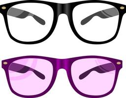 Brille eben Illustration. schwarz Rand Brillen. Sommer- Mode Sonnenbrille im modern Hipster Stil. optisch Brille beiläufig Rahmen mit cool Linse. medizinisch lesen Glas im Vorderseite. vektor