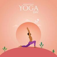 internationell yoga dag, . illustration, yoga dag affisch, social media posta. affisch, posta, Lycklig, vektor