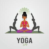 internationell yoga dag, . illustration, yoga dag affisch, social media posta. affisch, posta, Lycklig, vektor