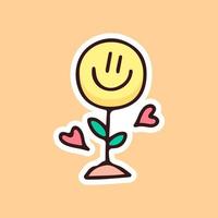 süßes Lächeln Emoji-Blumenillustration. Vektorgrafiken für Merch-Prints und andere Zwecke. vektor