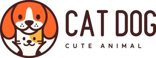 orange choklad minimalistisk katt hund logotyp design vektor