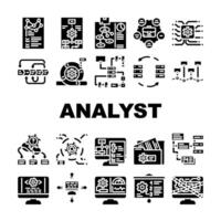 System Analytiker Daten Geschäft Symbole einstellen vektor