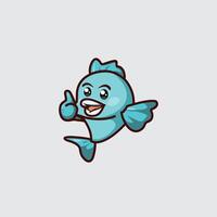 Fisch Maskottchen Logo Design, Fisch Karikatur Illustration vektor