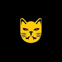Karikatur Katze Logo mit unheimlich Reißzähne, Bild zum Kinder- Kleider vektor