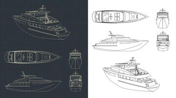 Yacht ritningar illustrationer vektor