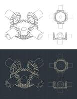Fase Ausrüstung Getriebe Zeichnungen vektor