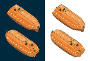 Rettungsboot isometrisch Farbe Blaupausen vektor