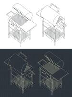 Grill isometrisch Zeichnungen vektor