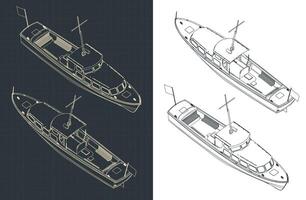 sightseeing båt isometrisk ritningar vektor