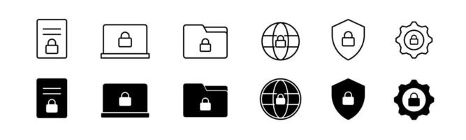 Sicherheit Symbol Satz. Linie und Glyphe Cyber Sicherheit Symbol. Sicherheit Sammlung vektor