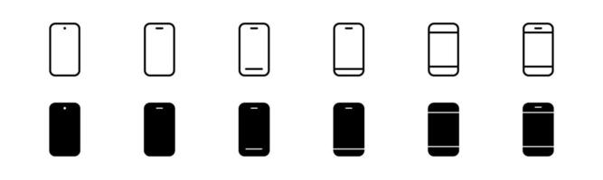 Handy, Mobiltelefon Telefon Symbol Satz. Linie und Glyphe Smartphone Satz. Handy, Mobiltelefon Telefon Symbole vektor