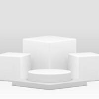 vit 3d podium piedestal geometrisk visa för produkt visa realistisk illustration vektor