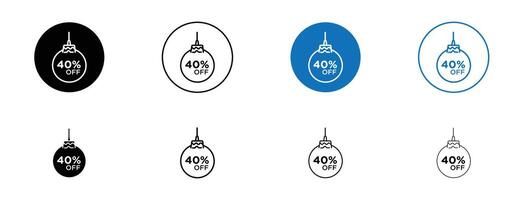 Weihnachten Ball mit 40 aus Rabatt Symbol vektor
