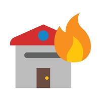 brand hus platt ikon vektor