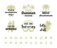 sommar högtider typografi inspirera citat eller ord design vektor