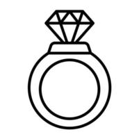 diamant ring linje ikon vektor