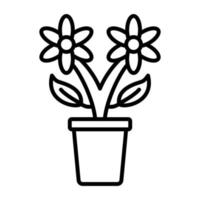 Blumentopf-Liniensymbol vektor