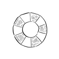 ein Linie gezeichnet skizzieren von ein Gummi Ring im schwarz und Weiß vektor