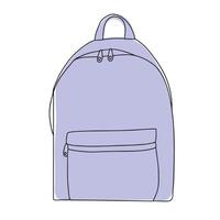 Rucksack. Schule Aktentasche. Zeichnung im einer Linie. Illustration isoliert auf ein Weiß Hintergrund vektor