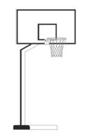 basketboll skydda på Pol svart och vit 2d linje tecknad serie objekt. boll spel Utrustning. ring och mål isolerat översikt Artikel. sporter jord utomhus enfärgad platt fläck illustration vektor