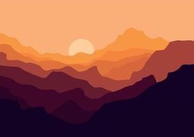 bergen landskap i solnedgång, natur illustration. vektor