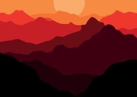 Berge Landschaft im Sonnenuntergang, Natur Illustration. vektor