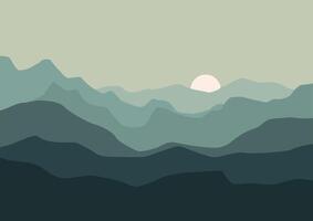 Landschaft Berge im Sonnenuntergang Illustration im eben Design zum Hintergrund. vektor